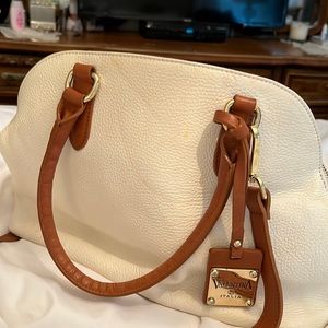 Valentina genuine Italian white leather satchel bag